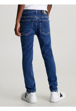 Mid Azul Rise Slim Jeans Para Niño Calvin Klein