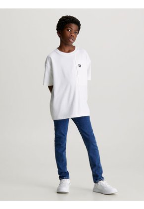 Mid Azul Rise Slim Jeans Para Niño Calvin Klein