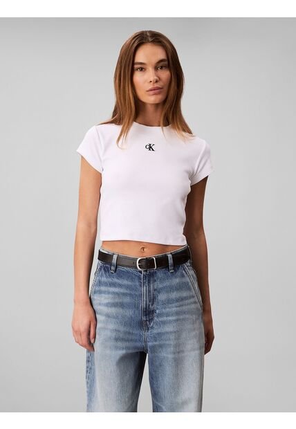 Camiseta Blanca Baby Con Monograma Bordado Calvin Klein