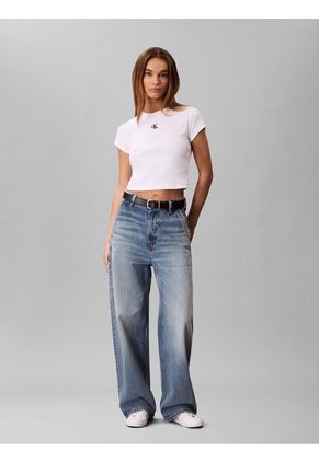 Camiseta Blanca Baby Con Monograma Bordado Calvin Klein