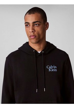 Buzo Negro De Felpa Con Logotipo Bordado Calvin Klein