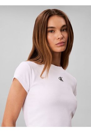 Camiseta Blanca Baby Con Monograma Bordado Calvin Klein