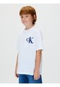 Camiseta Blanca Para Niño De Manga Corta Con Logo De Monograma Bordado Calvin Klein de Calvin Klein