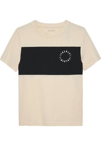 Camiseta Blanca Para Niño De Manga Corta Con Diseño De Bloques De Color Calvin Klein Calvin Klein