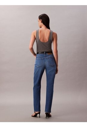 Jeans Beige Rectos De Talle Alto Con Lavado índigo Calvin Klein