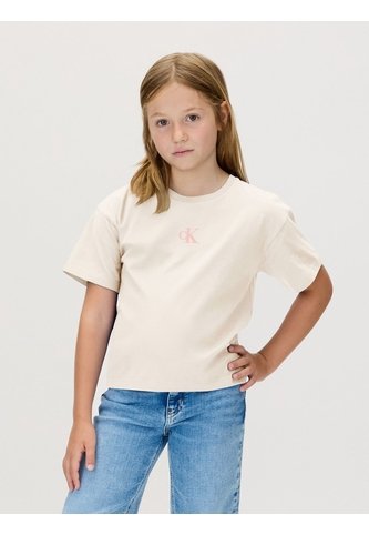 Camiseta Blanca Para Niña De Corte Boxy Con Logo Estampado Calvin Klein Calvin Klein