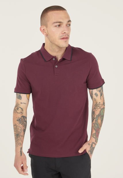 Polo Borgoña-Negro Calvin Klein