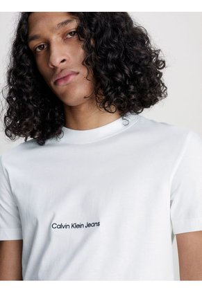 Camiseta Slim Con Logo Hombre Blanco Calvin Klein