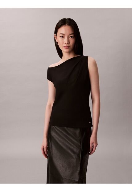 Top Negro Asimétrico De Crepé Calvin Klein