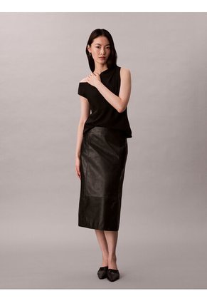 Top Negro Asimétrico De Crepé Calvin Klein