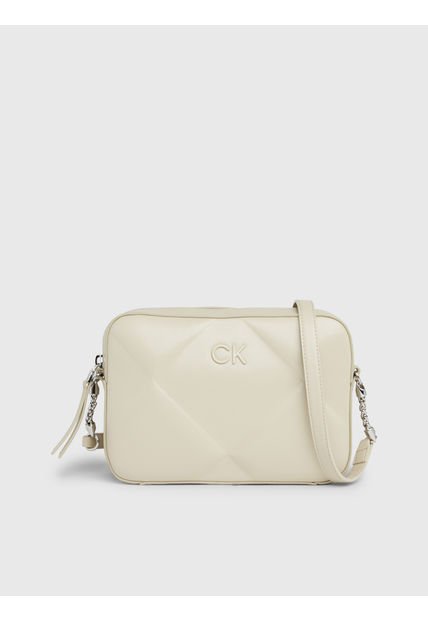 Bandolera Beige Acolchada Con Solapa Calvin Klein