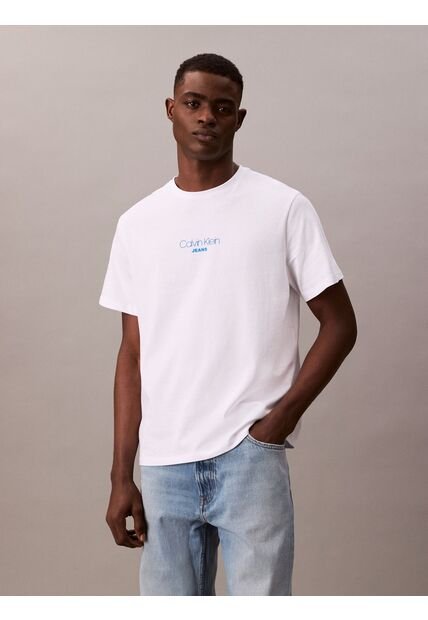 Camiseta Blanca Acid Wash Graphic Crewneck Calvin Klein