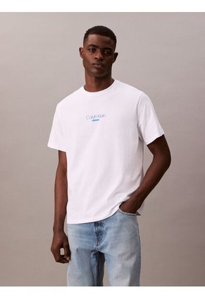 Camiseta Blanca Acid Wash Graphic Crewneck Calvin Klein