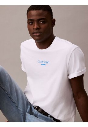 Camiseta Blanca Acid Wash Graphic Crewneck Calvin Klein