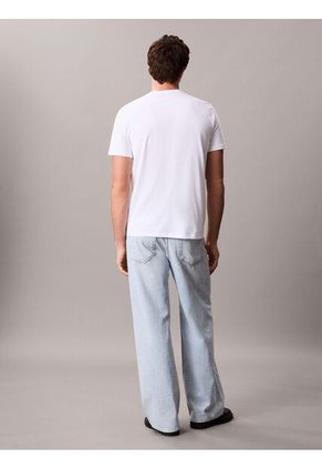 Camiseta Blanca Con Logotipo Apilado Calvin Klein