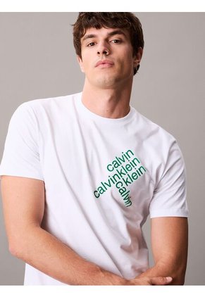 Camiseta Blanca Con Logotipo Apilado Calvin Klein