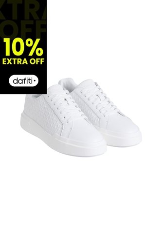 Tenis Blanco Con Suela Gruesa Y Estampado De Monograma En Relieve Calvin Klein Calvin Klein