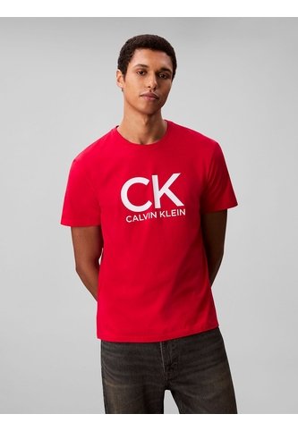 Camiseta Roja Con Estampado Gráfico De Monograma Calvin Klein Calvin Klein