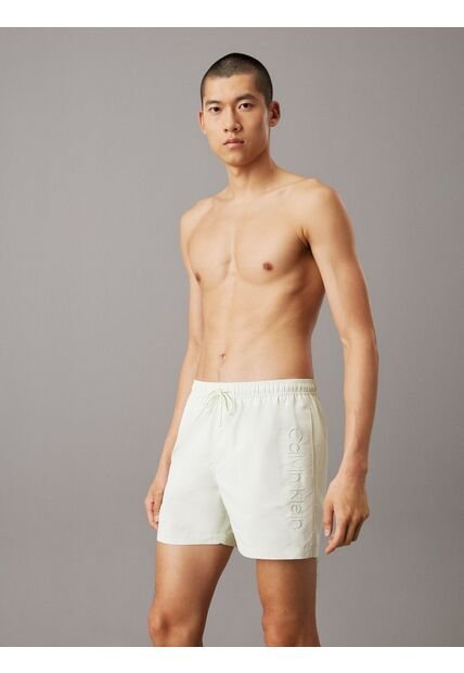 Traje Verde De Baño De Largo Medio Con Cordón - Logo Embroidery Calvin Klein