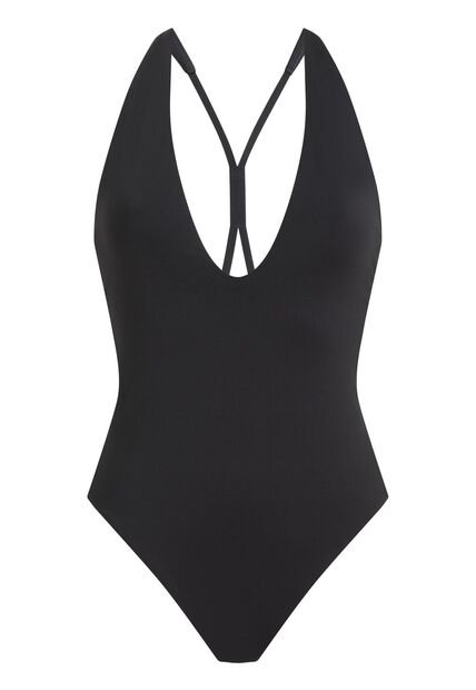 Traje Negro De Baño Escotado - CK Split Elastic Calvin Klein
