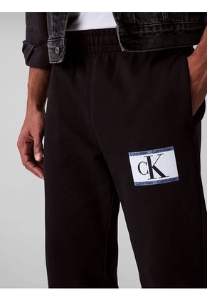 Pantalón Negro De Felpa Con Logotipo Calvin Klein