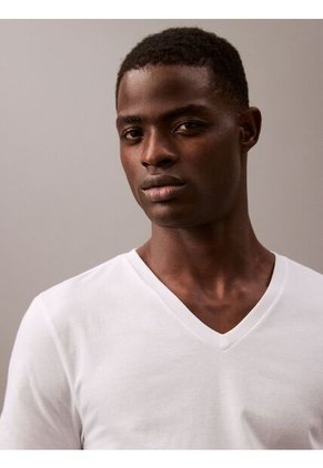 Pack Blanco De 3 Camisetas Con Cuello V - Cotton Classics Calvin Klein