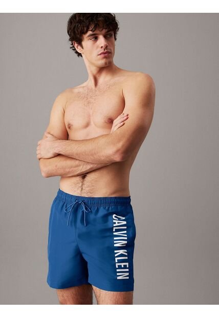 Traje Azul De Baño De Largo Medio Con Cordón - Intense Power Calvin Klein