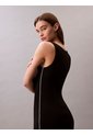 Vestido Negro De Tirantes De Canalé Con Logo Gráfico Calvin Klein de Calvin Klein