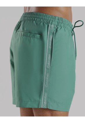 Traje Verde De Baño De Largo Medio Con Cordón - Logo Tape Calvin Klein