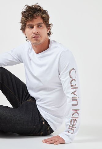 Calvin Klein - Camiseta Manga Larga Blanco-Negro-Rojo Calvin Klein