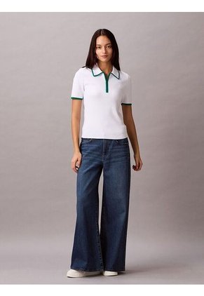 Polo Blanco Con Detalles En Contraste Calvin Klein
