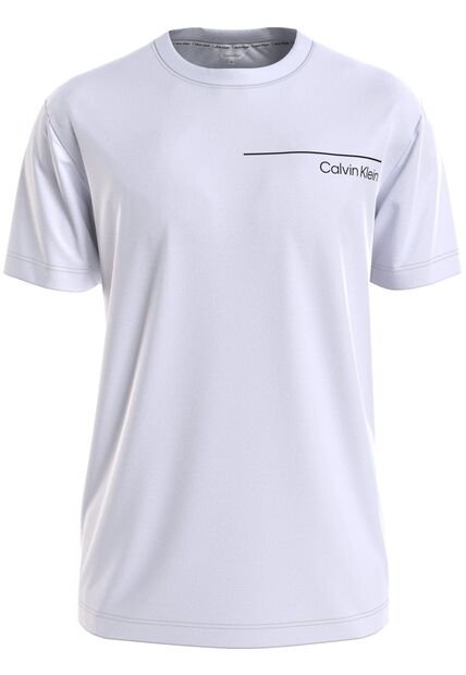 Camiseta Blanca Manga Corta Con Estampado De Logo En El Frontal Calvin Klein