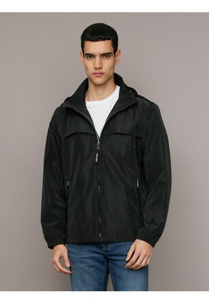 Rompe Negro Viento Ligero Con Capota Calvin Klein