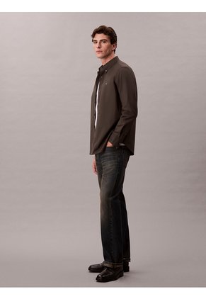 Camisa Gris Clásica En Tejido Oxford Calvin Klein