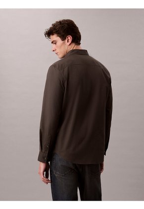 Camisa Gris Clásica En Tejido Oxford Calvin Klein