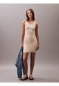 Vestido Beige De Tirantes De Canalé Con Logo Gráfico Calvin Klein de Calvin Klein