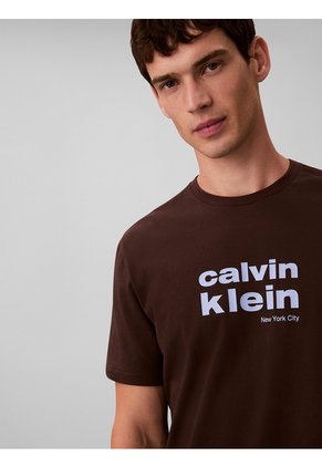 Camiseta Chocolate Con Gráfico De Logo Calvin Klein