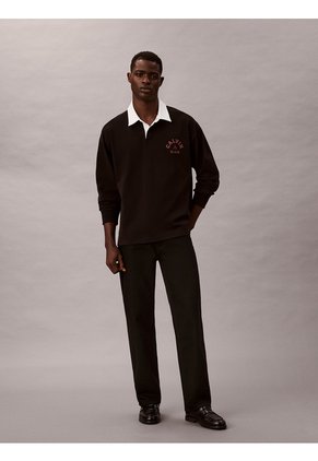 Polo Negro Compact Rugby De Manga Larga Calvin Klein