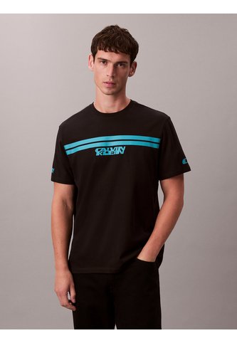 Camiseta Negra De Rayas Con Logo Calvin Klein Calvin Klein