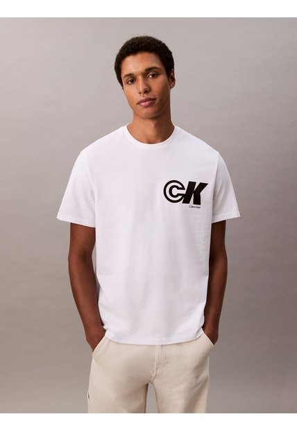 Camiseta Blanca Sport Con Logotipo Gráfico Calvin Klein