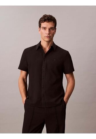Camisa Negra Classic De Tejido Arrugado Calvin Klein Calvin Klein
