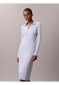 Vestido Gris Midi Con Cuello Tipo Johnny Calvin Klein de Calvin Klein