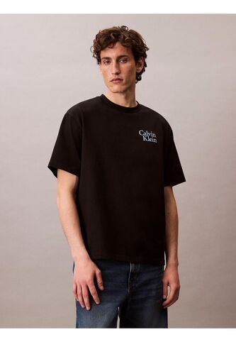 Camiseta Negra Holgada Con Logo Gráfico Con Letras Calvin Klein Calvin Klein