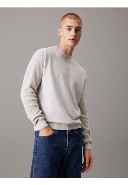 Saco Gris Tejido Con Monograma Calvin Klein