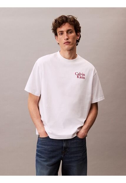 Camiseta Blanca Holgada Con Logo Gráfico Con Letras Calvin Klein