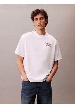 Camiseta Blanca Holgada Con Logo Gráfico Con Letras Calvin Klein