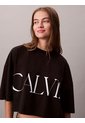 Camiseta Negra Cropped Con Logo Gráfico Calvin Klein de Calvin Klein