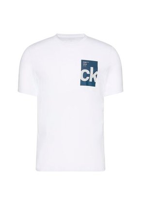 Camiseta Blanca Con Gráfico En Caja Calvin Klein