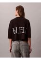 Camiseta Negra Cropped Con Logo Gráfico Calvin Klein de Calvin Klein