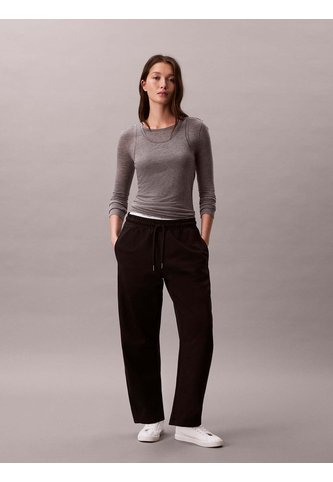 Pantalón Negro Barrel De Terry Premium Con Monograma Calvin Klein Calvin Klein